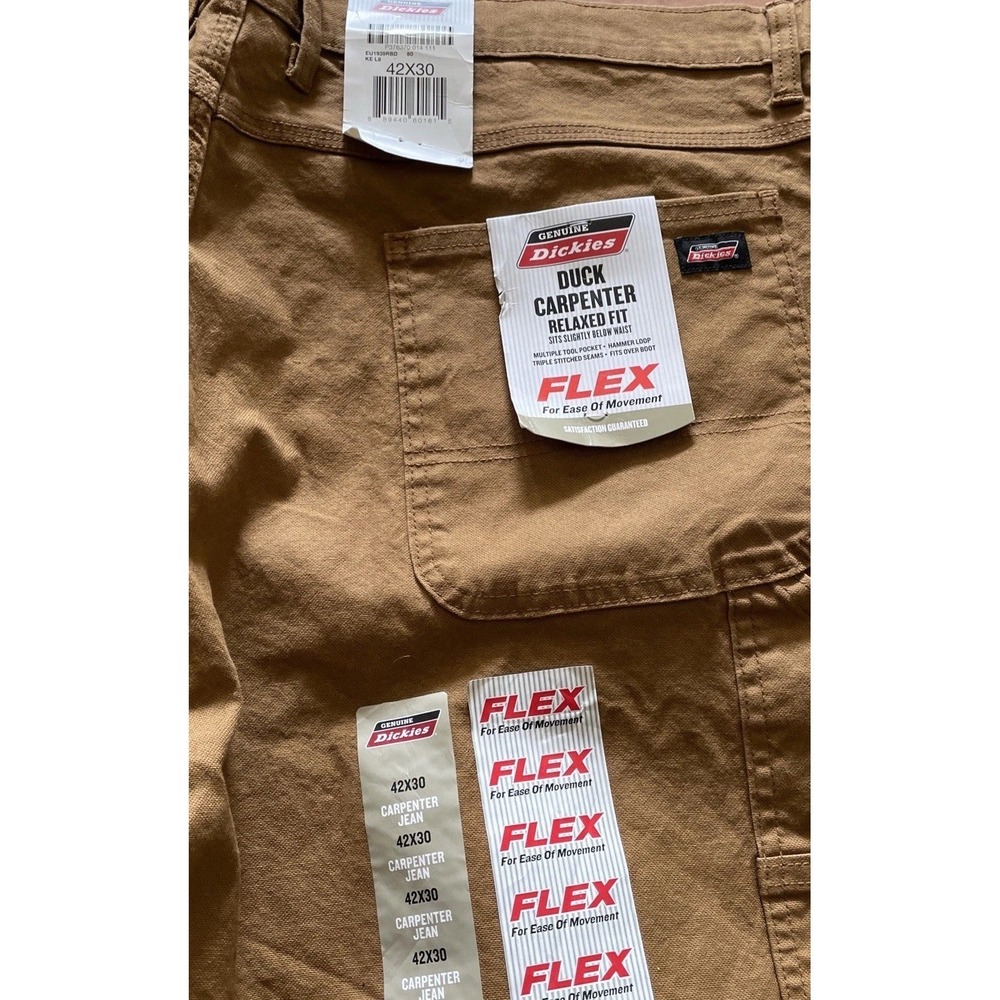 Dickies Duck Carpenter Pants Mens 42x30 Relaxed Fit Straight Leg Flex NEW - Picture 7 of 8
